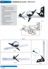 Kombine Açı Ölçer-Gönye Seti