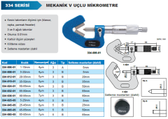 Mekanik V Yataklı Mikrometre 3 Ağızlı 334 Serisi