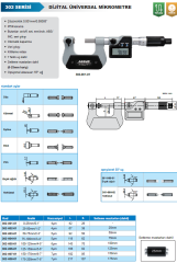 Mekanik Üniversal Mikrometre 302 Serisi
