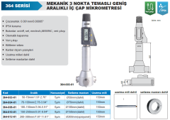 Dijital 3 Nokta Temaslı Geniş Aralıklı İç Çap Mikrometresi 364 Serisi