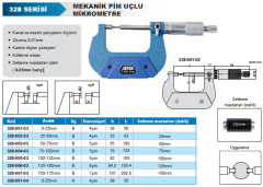 Mekanik Pim Uçlu Mikrometre 328 Serisi Tip B