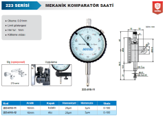 Mekanik Komparatör Saati 10mm 223 Serisi