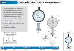 Mekanik Yüzey Profil Komparatörü 489 Serisi